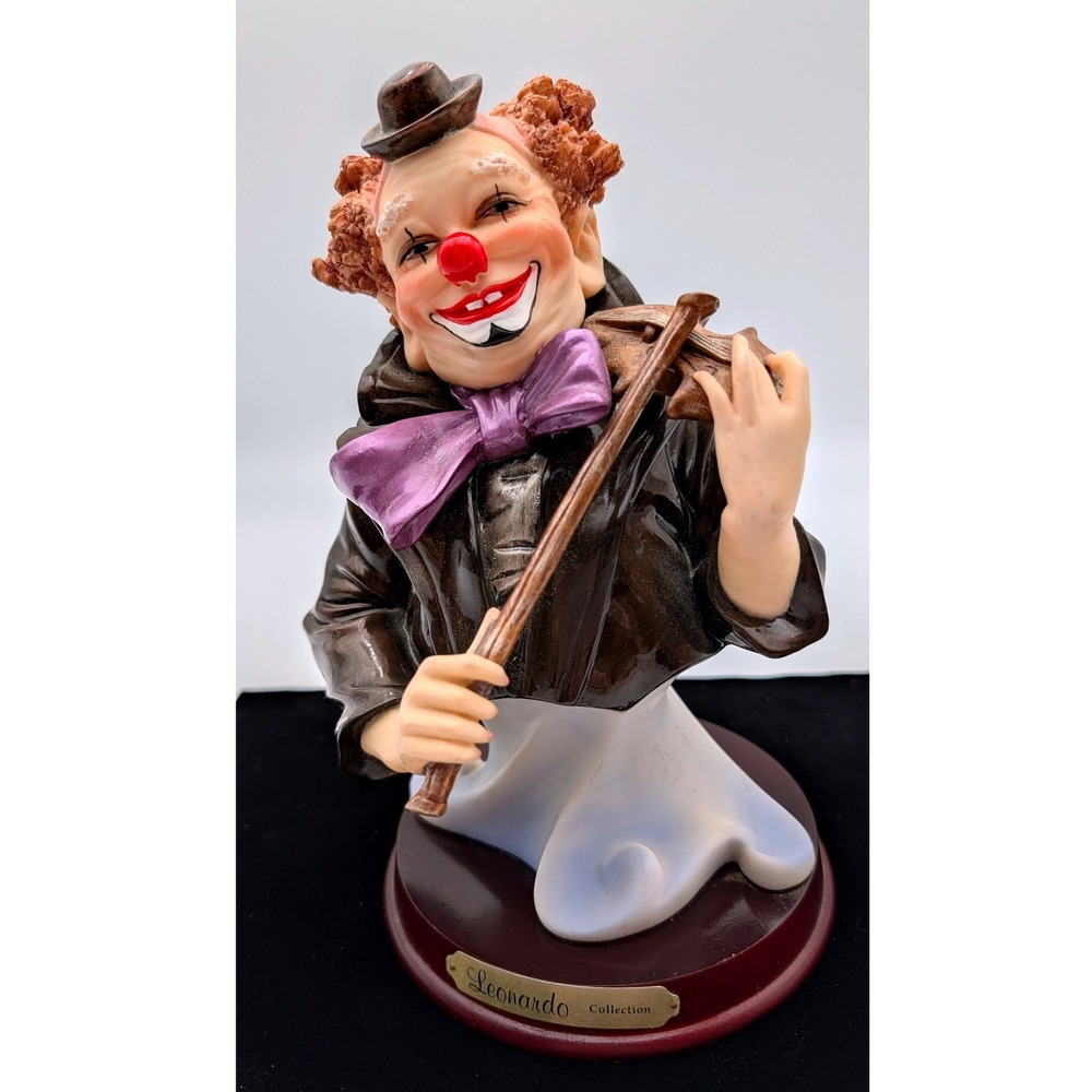 Leonardo Collection Clown Figurine Violin Player Bust Hand Painted 10 Inch